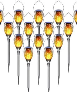 Solar Torch Lights with Flickering Flame, 14 Pack Outdoor Lanterns