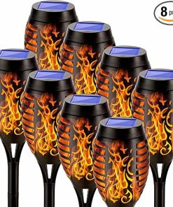 Solar Flickering Torch Lights 8 Pack Waterproof Tiki Garden Decor