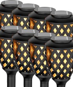Solar Torch Lights 8 Pack Outdoor Waterproof Garden Flame Decor