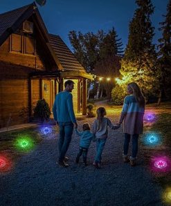LYHOPE Solar Ground Light Outdoor, 16 Pack 8 LED Color Changing Solar Disk Lights Waterproof Garden In-ground Pathway Lights Landscape Lighting for Lawn,Yard,Deck,Patio,Walkway (RGB) 2