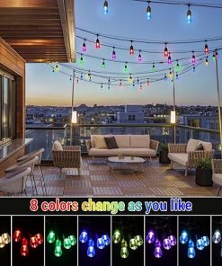 48FT Solar RGB Outdoor String Lights with 15 Waterproof LED Bulbs 2