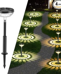 Bright Solar Pathway Lights Outdoor Waterproof LED Landscape 4 Pack