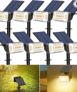 LED Solar Spot Lights Outdoor Waterproof Adjustable Landscape 8 Pack