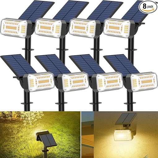 LED Solar Spot Lights Outdoor Waterproof Adjustable Landscape 8 Pack