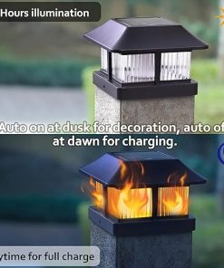 Solar Flame Post Cap Lights for 4×4 5×5 6×6 Wooden Vinyl Posts 2