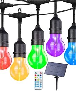 48FT Solar RGB String Lights Dimmable Patio Lights for Outdoor Parties