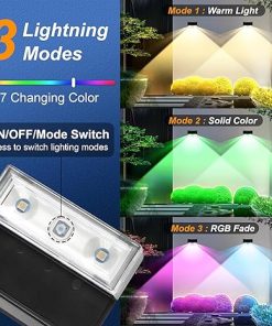 Ellasay Solar Fence Lights 16 Pack IP65 Waterproof RGB Outdoor Decor 2