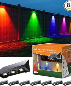 8 Pack Color Changing Solar Fence Lights Waterproof Outdoor LED Lamps