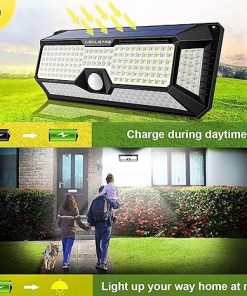 LECLSTAR Solar Outdoor Lights 4000Lm 268 LED Motion Sensor Wall Lights 2