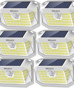 Solar Motion Lights Outdoor 6 Pack 270 Degree Wide Angle LED Flood Lights