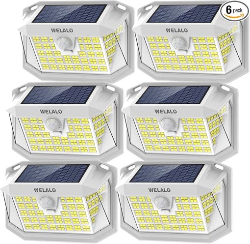 Solar Motion Lights Outdoor 6 Pack 270 Degree Wide Angle LED Flood Lights