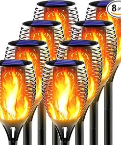 Outdoor Solar Torch Lights with Flickering Flames for Garden Pathway