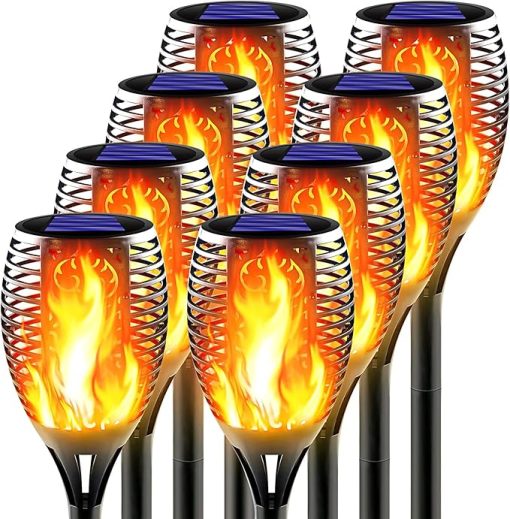 12 Pack Solar Torch Lights with Flickering Flame for Outdoor Decor