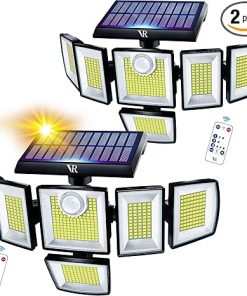 Solar Flood Lights Outdoor 496LEDs 3500LM 6 Heads IP65 Security 2 Pack
