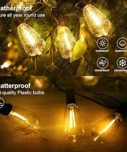 50ft Solar String Lights Outdoor Waterproof with 25 Dimmable Bulbs 2