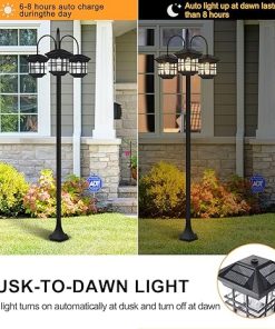 76 Inch Black Solar Lamp Post Lights for Outdoor Backyard and Garden 2