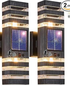 2 Pack Solar Outdoor Wall Lights with Motion Sensor Dusk to Dawn
