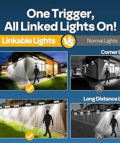 VIVOHOME Solar Motion Sensor Lights Outdoor 2500LM IP65 Waterproof 2