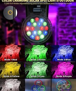 Color Changing Solar Outdoor Lights 18 LED Waterproof Landscape 2 Pack 2