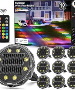 Remote Control Solar Ground Lights 50ft IP67 Waterproof 10 Pack