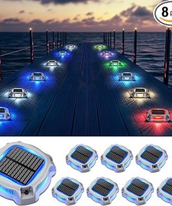 Solar Deck Dock Lights 8 Pack Color Changing Waterproof Outdoor Use