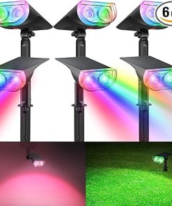 Solar Color Changing Spotlights 7 Modes Waterproof Multicolor 6 Pack