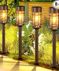 8 Pack Solar Pathway Lights Waterproof IP65 Bright LED Outdoor Decor