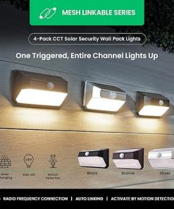 Home Zone Solar LED Security Wall Pack Light 4-Pack 800LM 120° Detection 2