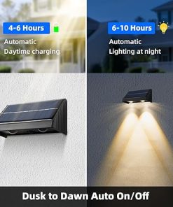 8 Pack Solar Wall Lights Waterproof LED Outdoor Fence Lights 2