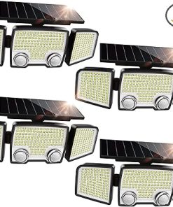 Bright 332 LED Solar Outdoor Lights with Motion Sensor – 4 Pack