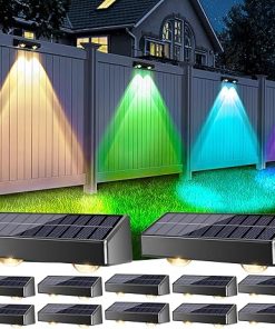 Brizled 12 Pack Solar Fence Lights with 11 Color Modes Outdoor Use