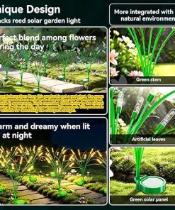6 Pack Solar Garden Lights 30 Inch with 36 Bulbs IP65 Waterproof 2