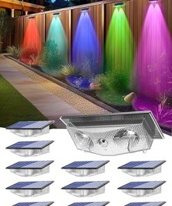 Solar Powered Fence Lights with 6 RGB Colors and Warm White (12 Packs)
