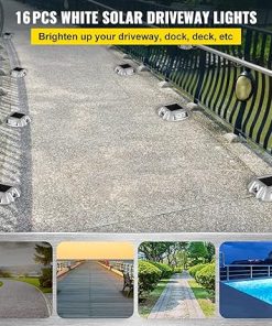Solar Driveway Lights 16-Pack Waterproof Path Warning Deck Lights 2