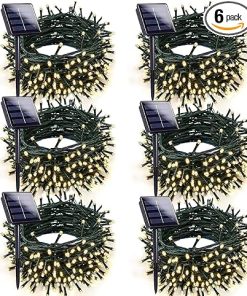 6pk Warm White Solar Christmas Lights 600 LED 198FT Outdoor Decor