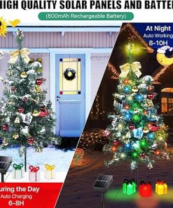 Aukora 31 In Solar Christmas Tree Lights 8 Modes Waterproof 2 Pack 2