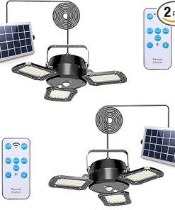 Solar Pendant Lights with Remote Control and Motion Sensor, 2 Pack