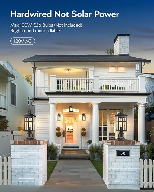 Outdoor Motion Sensor Porch Lights 2 Pack Waterproof Black Fixtures - Image 2