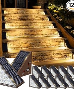 Solar Step Lights Outdoor 12 Pack Waterproof IP67 for Staircase