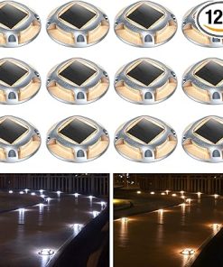 AGPTEK 12 Pack Solar Driveway Lights LED Waterproof Pathway Markers