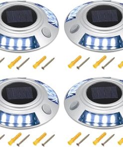 12 LED Solar Deck Lights IP67 Waterproof Cast Aluminum 4 Pack
