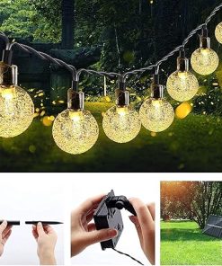 50LED Solar String Lights 7M Crystal Globe Warm White Patio Decor 2