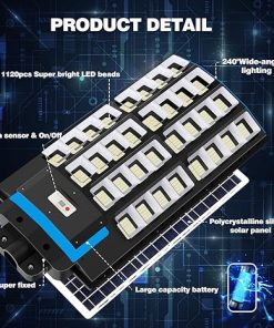 8000W Solar Street Lights 2 Pack Outdoor Motion Sensor Remote Control 2