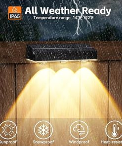 Outdoor Solar Fence Lights LED Waterproof 10 Modes RGB 8 Pack 2