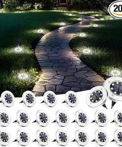 20 Pack Waterproof Solar Garden Lights for Pathway and Patio