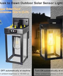 2 Pack Solar Wall Lights Outdoor Waterproof Dusk to Dawn Motion Sensor 2