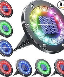 Biling Solar Ground Lights 12 LEDs Multi-Color Waterproof Garden 8-Pack