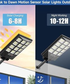 Solar Street Lights with Motion Sensor, 6500K LED Flood Light, 4PCS 2