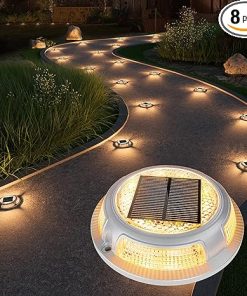 Solar Driveway Deck Lights 8 Pack Waterproof LED Pathway Markers