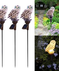 Garden Owl Solar Light 3 Pack Waterproof Outdoor Stake Lights